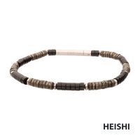 Shadow Wolf (Onyx / Pyrite) Heishi Bead Bracelet small