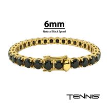 18Kt Gold IP Steel Tennis Bracelet with 6mm Natural Black Spinel small