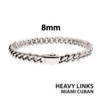 8mm High Polished Stainless Steel Heavy Miami Cuban Chain Bracelet small