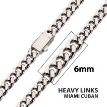 6mm High Polished Stainless Steel Heavy Miami Cuban Chain Necklace small