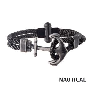 Black Antiqued Mesh Anchor Bracelet BR2282