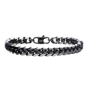 Stainless Steel Black IP 8mm Diamond Curb Chain Bracelet BR27838K