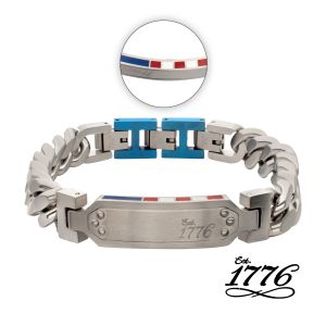 EST. 1776: 12mm Matte Stainless Steel Curb Cuban Chain Bracelet with thumb