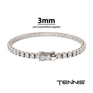 Stainless Steel Tennis Bracelet with 3mm Lab-Created White Sapphire small