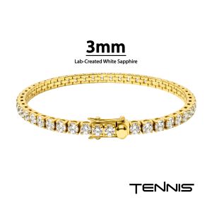 18Kt Gold IP Steel Tennis Bracelet with 3mm Lab-Created White Sapphire small