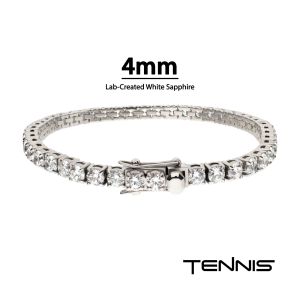 Stainless Steel Tennis Bracelet with 4mm Lab-Created White Sapphire small