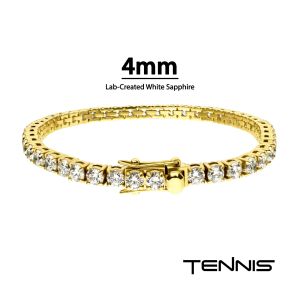 18Kt Gold IP Steel Tennis Bracelet with 4mm Lab-Created White Sapphire small