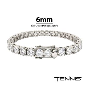 Stainless Steel Tennis Bracelet with 6mm Lab-Created White Sapphire small