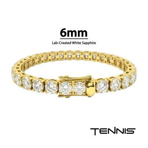 18Kt Gold IP Steel Tennis Bracelet with 6mm Lab-Created White Sapphire small