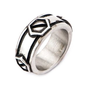 Stainless Steel Brushed Gunmetal Finish Screw Ring thumb
