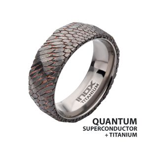 Flat Etched Niobium SuperConductor Titanium Comfort Fit Ring thumb