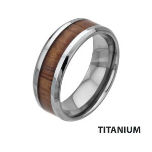 Wood Inlayed Titanium Ring thumb