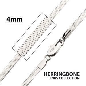 4mm High Polished Stainless Steel Herringbone Chain Necklace small