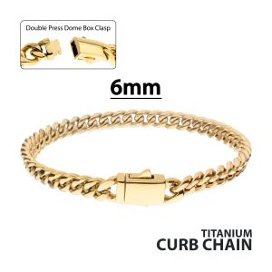 6mm 14Kt Gold IP Titanium Curb Chain Bracelet small