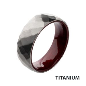 Titanium & Redwood Matte Finish Mosaic Comfort Fit Ring small