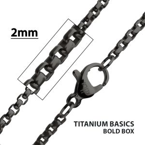 2mm Black IP Titanium Bold Box Chain Necklace TIKNKCHN1302