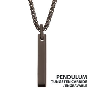 Black IP Tungsten Carbide Monolith Engravable Pendant small